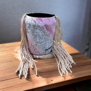 Pink Glitter Fringe Koozie